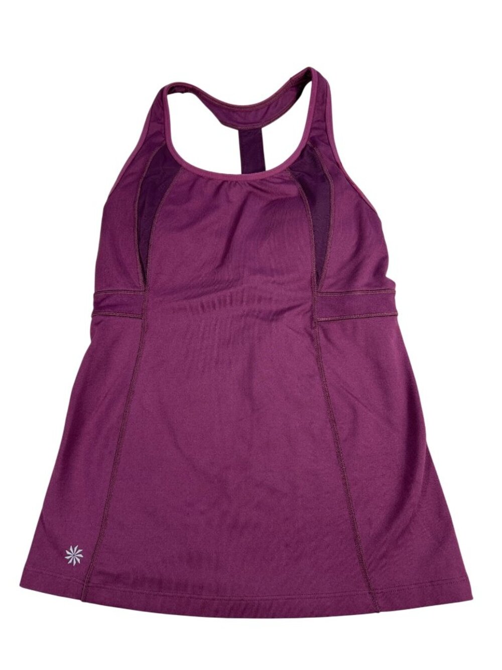 Athleta Racerback Tank Top Maroon Women's S Built-In Bra Stretch Activewear